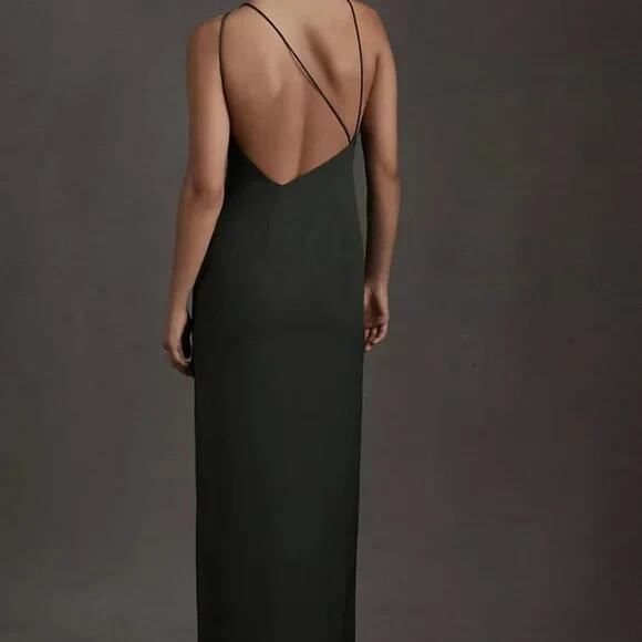 BHLDN Marta Crepe Dress Size 10 Forest Green High Neck Evening Wedding NWT $220 - Picture 7 of 12